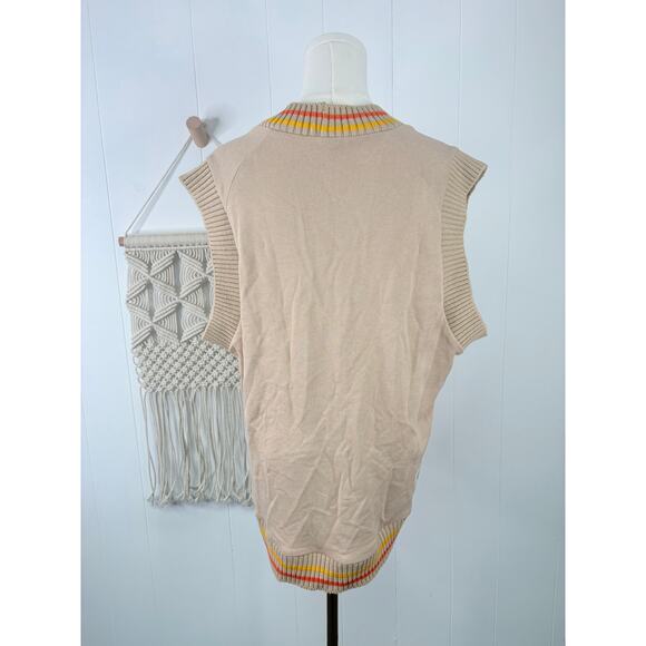 Adidas Originals Preppy Varsity Knit Tank Top Large Tan Cream - Picture 10 of 12